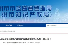 【江苏省苏州市】2024年儿童及婴幼儿服装产品质量市级监督抽查情况公告（第27期）图片