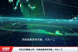 今日2只新股上市：为创业板苏州天脉、六九一二