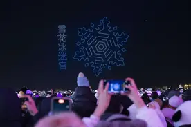 “冰城”哈尔滨：无人机光影秀“助燃”冰雪激情图片