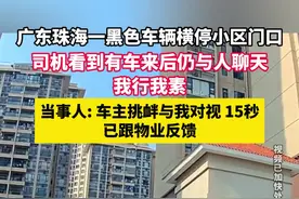 车辆横停小区门口聊天引热议 当事人:车主挑衅与我对视15秒，已跟物业反馈图片