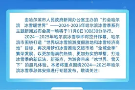 新闻发布会预告｜“约会哈尔滨 冰雪暖世界”——2024-2025年哈尔滨冰雪季系列主题新闻发布会将于11月8日10时30分举行图片