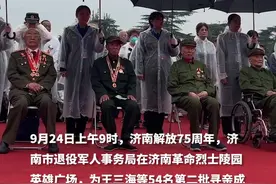 蒙蒙细雨中济南战役老战士祭奠昔日战友图片