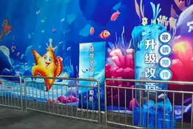 北京海洋馆白鲸馆因升级改造闭馆，馆内两头白鲸已被运走，租赁给杭州某公司图片