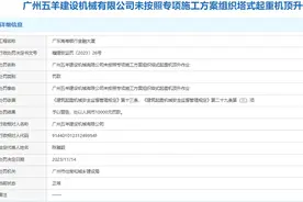 未按施工方案组织塔式起重机顶升作业  广州五羊建设机械有限公司被罚图片