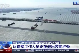 世界最大跨度公铁两用斜拉桥今日吊装 现场画面→图片