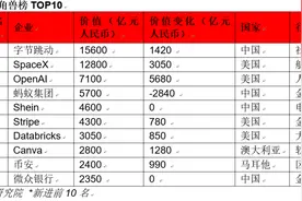 胡润发布《2024全球独角兽榜》，中国十大独角兽中，字节、蚂蚁、Shein蝉联前三，小红书第十图片