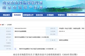 南京市市场监管局关于7批次食品不合格情况的通告（2024年第32期）图片