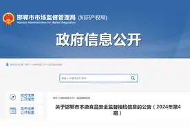 邯郸市市场监督管理局关于邯郸市本级食品安全监督抽检信息的公告（2024年第4期）图片