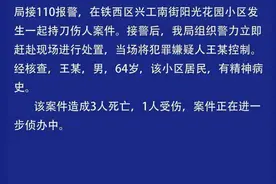 沈阳警方：一小区发生持刀伤人案件，致3死1伤图片