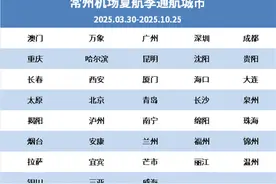 江苏常州新增7条航线，热门城市航班加密至每日3班图片
