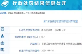 未按规定填写病历资料，余姚卫健局对2名医务人员开出万元罚单图片