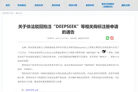 深圳公司恶意抢注“DEEPSEEK”系列商标 国家知识产权局:坚决驳回！图片