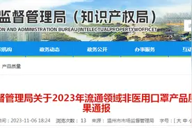 浙江省温州市通报2023年流通领域非医用口罩产品质量监督抽查结果图片
