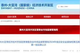 【广东省】惠州大亚湾经济技术开发区管理委员会市场监督管理局2024年食品安全监督抽检第五期第一批结果公示图片
