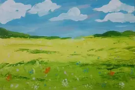 绘画：蓝天白云金草地｜烟台中小学生“才艺秀”作品选登图片