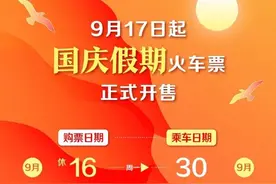 提醒！今天可以购买10月2日的火车票图片