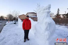 千堆雪塑腾龙 加拿大华人艺术家雪雕传递中式美学图片
