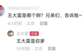 北京网友留言“王大雷是哪个啊？”本人回怼：王大雷是你爹图片