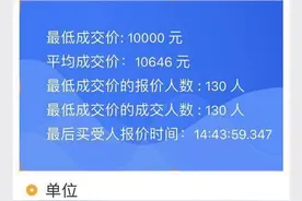 2月粤A牌竞价：个人最低成交价10000元图片