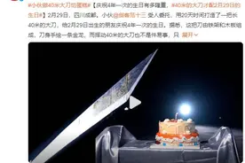 40米大刀突然具象化了：用40米大刀切蛋糕 庆祝4年一次的生日图片