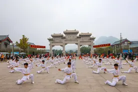 郑州国际少林武术节迎宾式彩排 塔沟武校学员演绎少林功夫亮点图片
