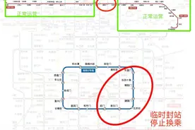 临时封站、停止换乘！北京地铁1号线、2号线运营紧急调整，示意图——图片