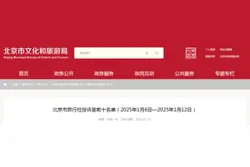 北京市旅行社投诉量前十名单（2025年1月6日—2025年1月12日）图片