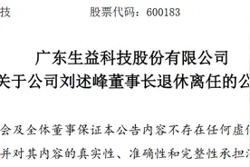 广东生益科技股份有限公司董事长刘述峰退休离任图片
