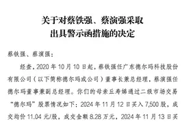 因母亲短线交易获利两千元，蔡铁强兄弟被证监会出具警示函图片