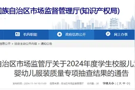 宁夏市场监管厅发布2024年度学生校服儿童及婴幼儿服装质量专项抽查结果图片