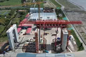 航拍：崇启公铁长江大桥建设取得新进展图片