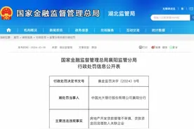 房地产开发贷款管理不审慎 中国光大银行襄阳分行被罚30万元图片