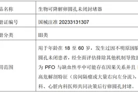 乐普医疗生物可降解卵圆孔未闭封堵器获NMPA注册批准图片