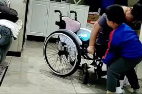 瘫痪妈妈摔倒 4岁儿子拼尽全力扶上轮椅图片