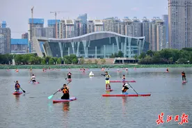 划着桨板游月湖，这样过夏天的方式真不错！图片