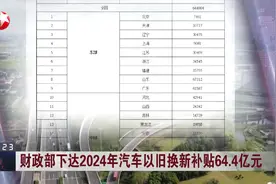 财政部下达2024年汽车以旧换新补贴64.4亿元视频封面