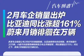 汽车图谱|比亚迪2月销量同比涨超161% 蔚来月销徘徊在万辆图片