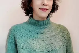仿雾凇，半高领女士圆肩育克棒针衫（附教程）图片