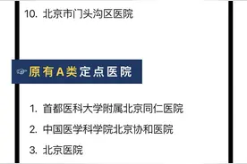 北京新增10家医保A类定点医院，名单公布图片