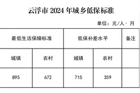 2024年云浮城乡低保最低标准出炉！图片