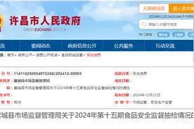 河南省许昌市襄城县市场监督管理局关于2024年第十五期食品安全监督抽检情况的通告图片