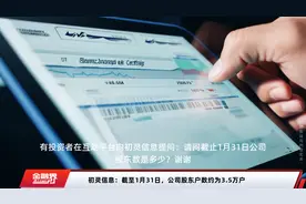 初灵信息：截至1月31日，公司股东户数约为3.5万户视频封面