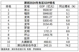 深圳各区2024年GDP：龙岗甩掉宝安直追福田，罗湖增速全市垫底图片