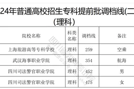 2024年普通高校在川招生专科提前批调档线（二）公布图片