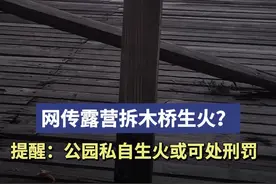 网传露营拆木桥生火？部门提醒：所有公园禁私自生火，情节严重可处刑罚图片