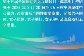 今日开启售票！十五运乒乓球资格赛宁波激战在即图片