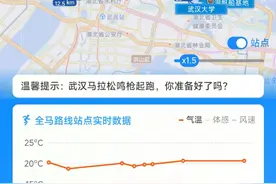 2025年武汉马拉松天气地图上线，支持选手根据天气做出合理配速计划图片