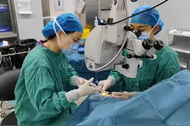 8岁女童角膜被铅笔戳穿，医生羊膜填塞助患儿恢复视力图片