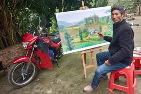 乐山男子一边跑摩的一边画画成“农民画家”：几十年乐此不疲，希望用画笔记住乡愁图片