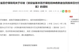 安徽明确：参保精神病患者住院实行按床日付费图片